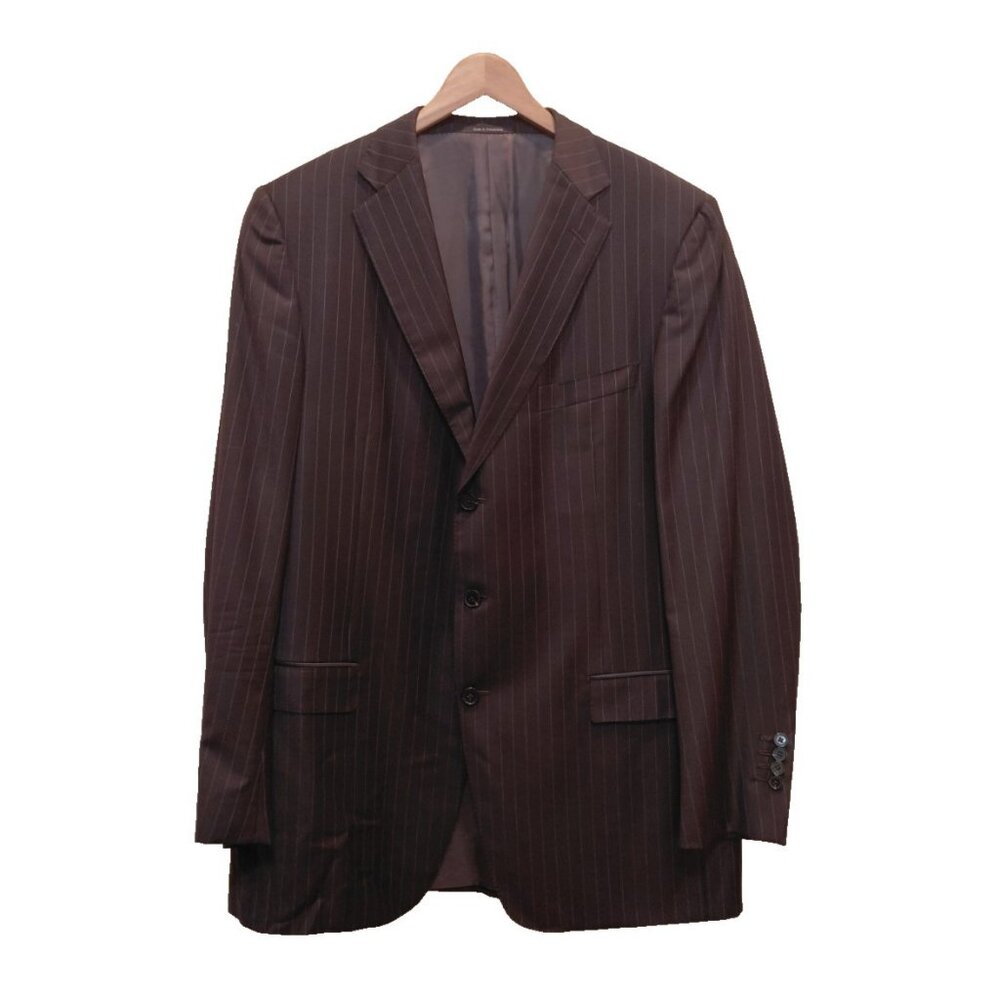 Baumans Ermenegildo Zegna 3-Button Sport Coat‎ Blazer Pinstripe 100% Wool Brown